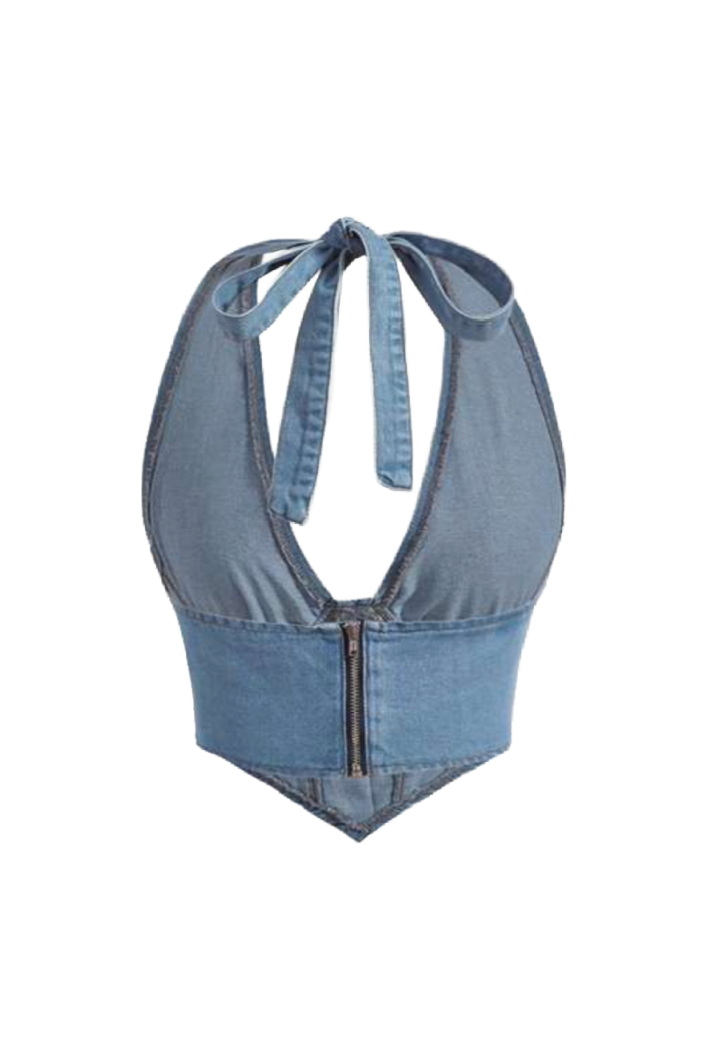 Hex Denim Halter Top (Blue Denim) – Shop Israella