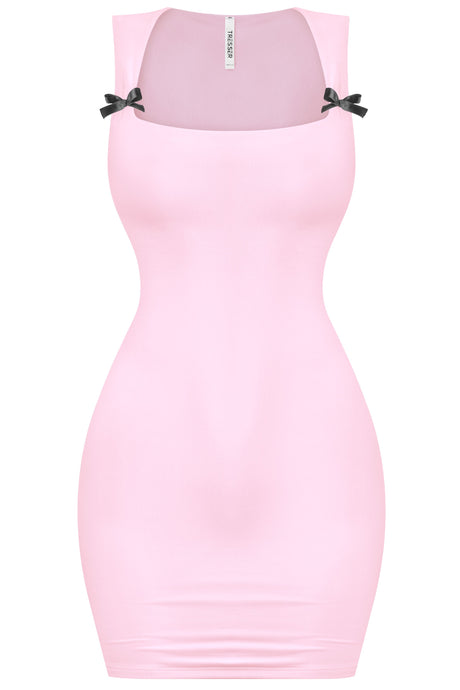 Leia Square Neck Mini Dress (Baby Pink)