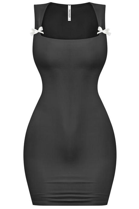 Leia Square Neck Mini Dress (Black)