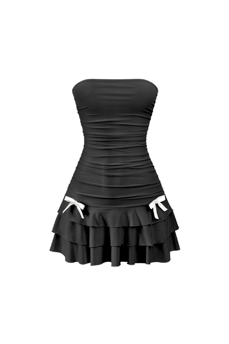 Fairies Mini Ruched Dress (Black)