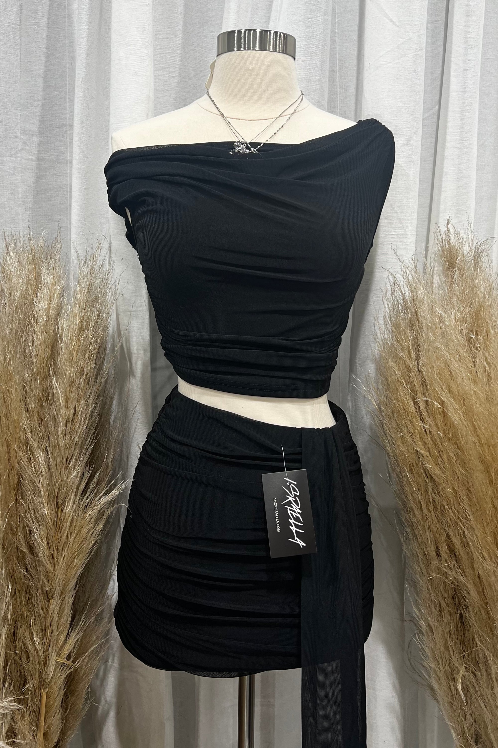 Tiara Mesh Skirt Set (Black)