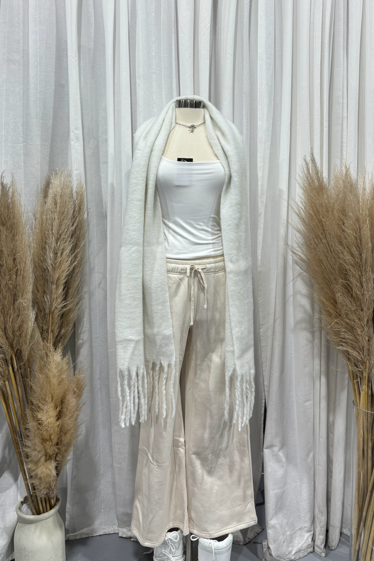 Jazlyn Wide Leg Sweat Pants (Cream)