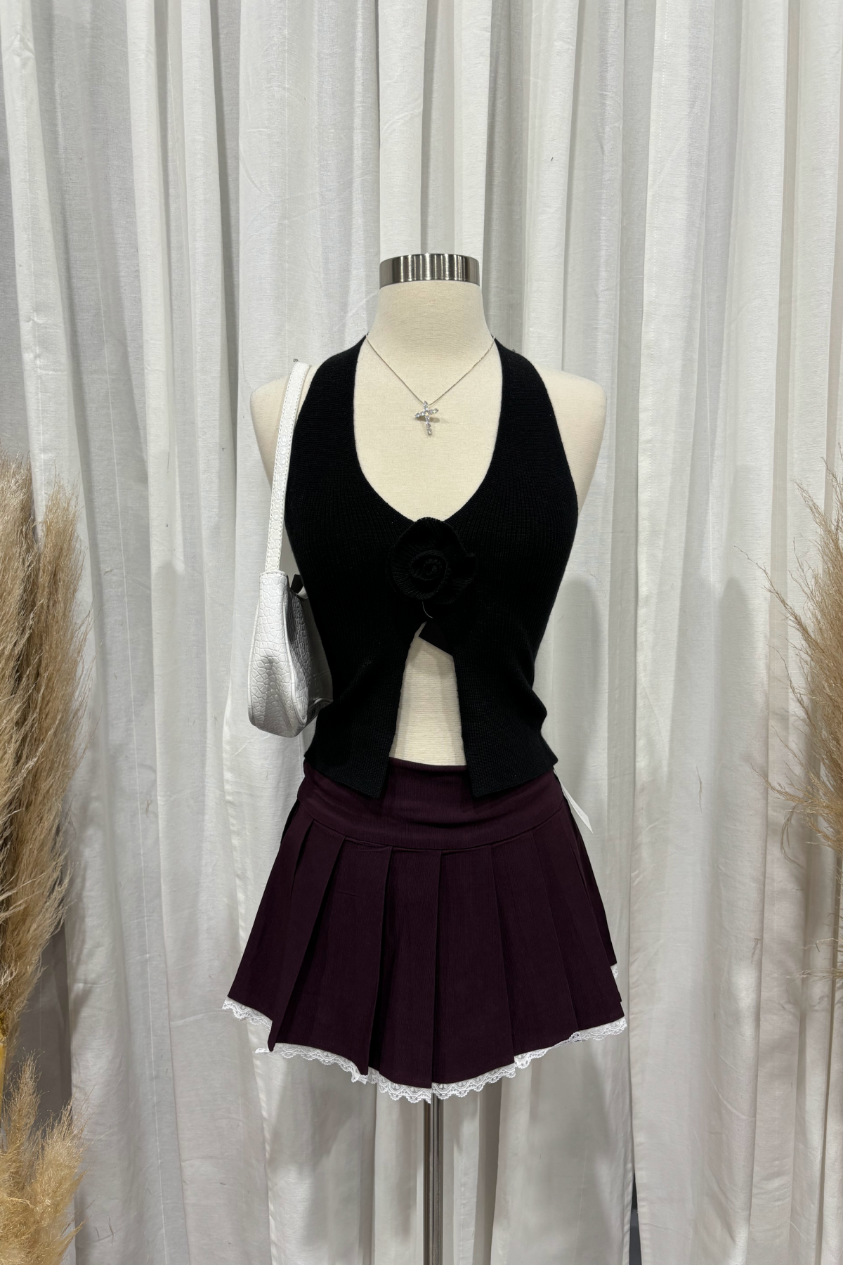 Cortez Pleated Mini Skirt (Plum Purple)