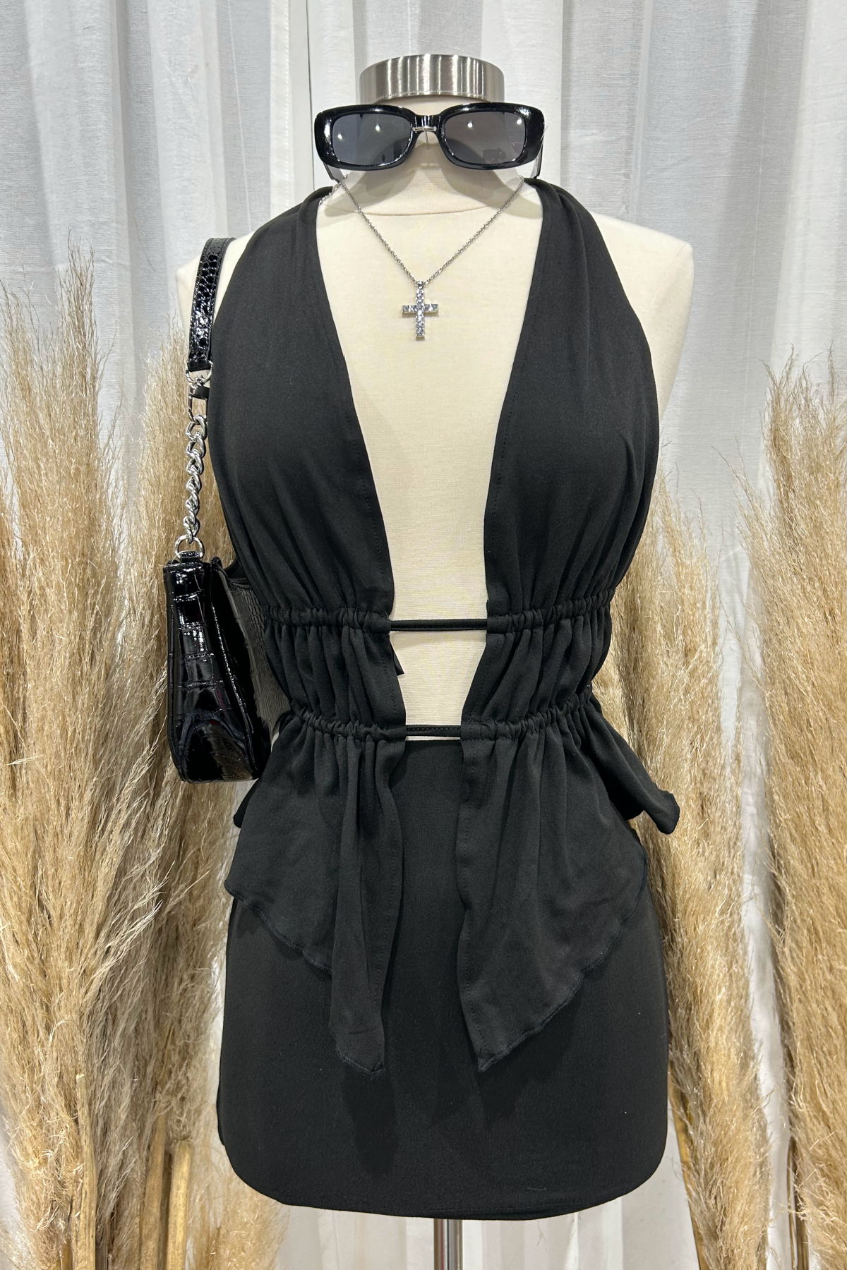 Casen Halter Skirt Set (Black)