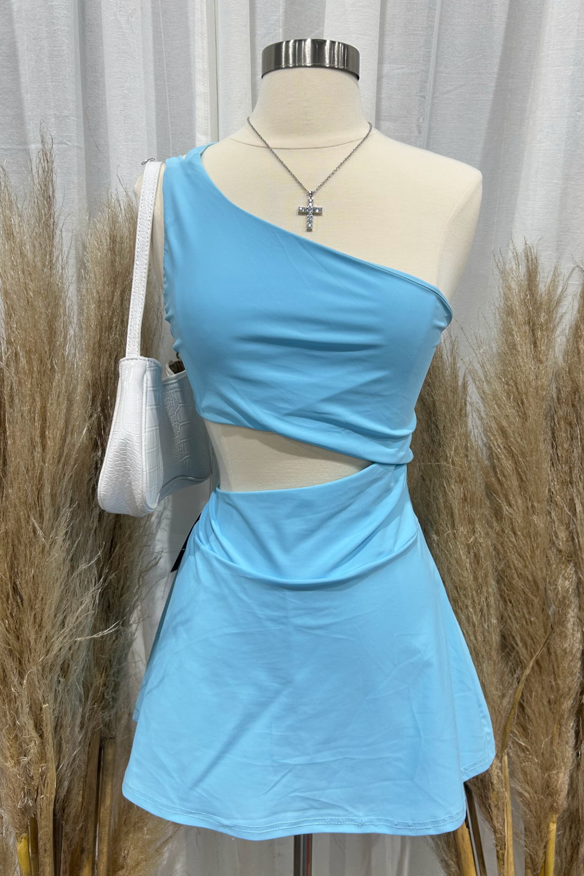 Emani One Shoulder Tennis Dress (Baby Blue)