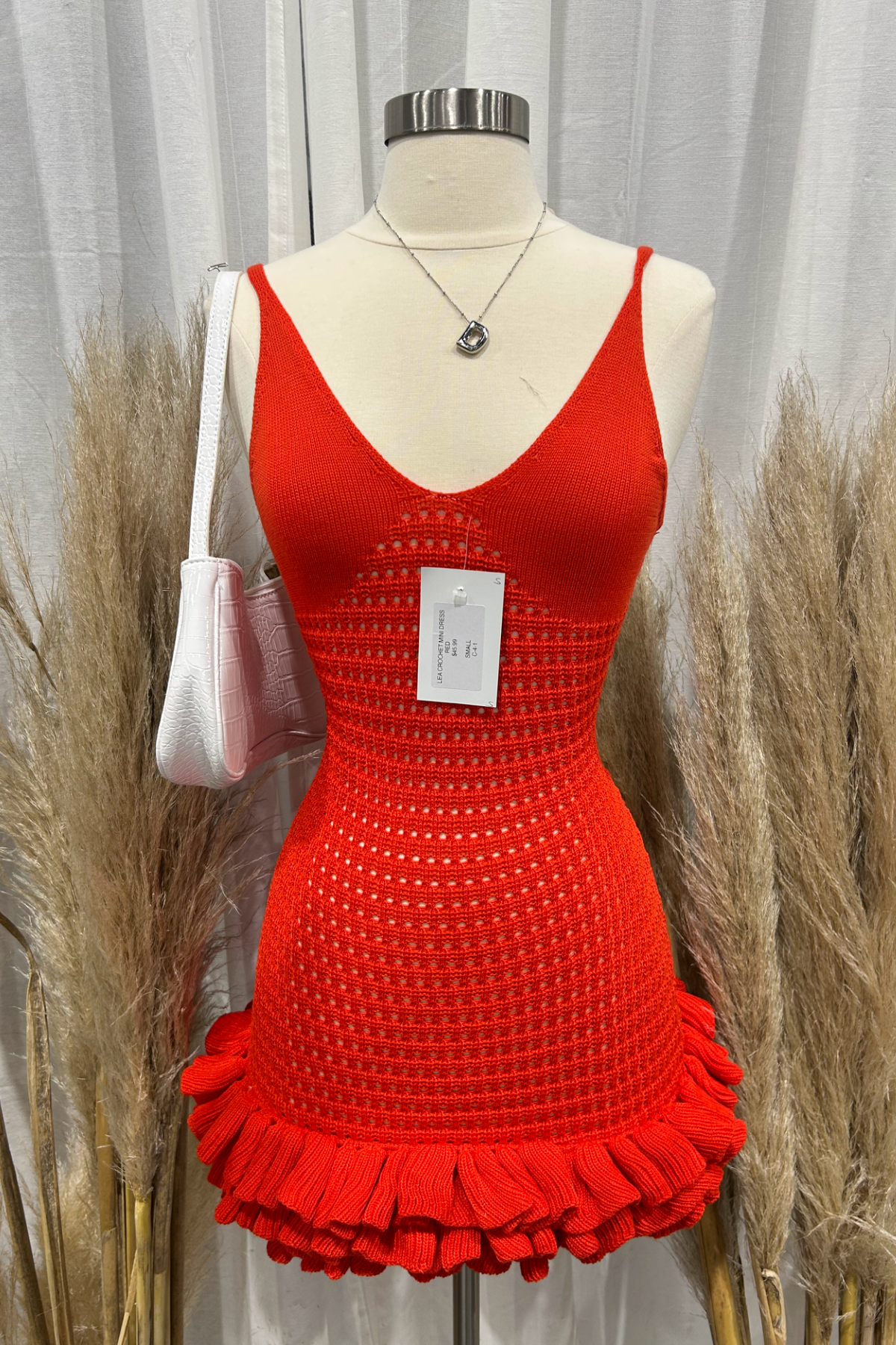 Lea Crochet Mini Dress (Red)