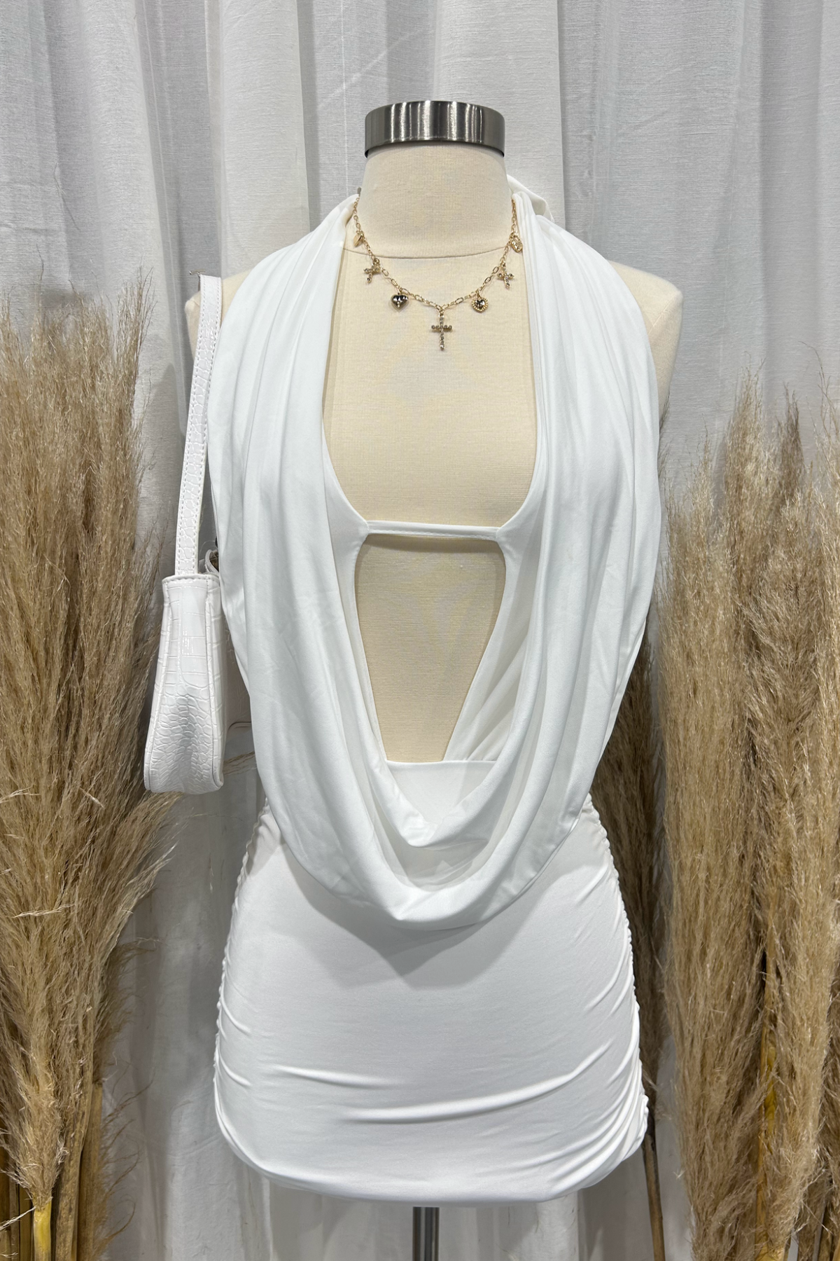 Gabi Halter Mini Dress (White)