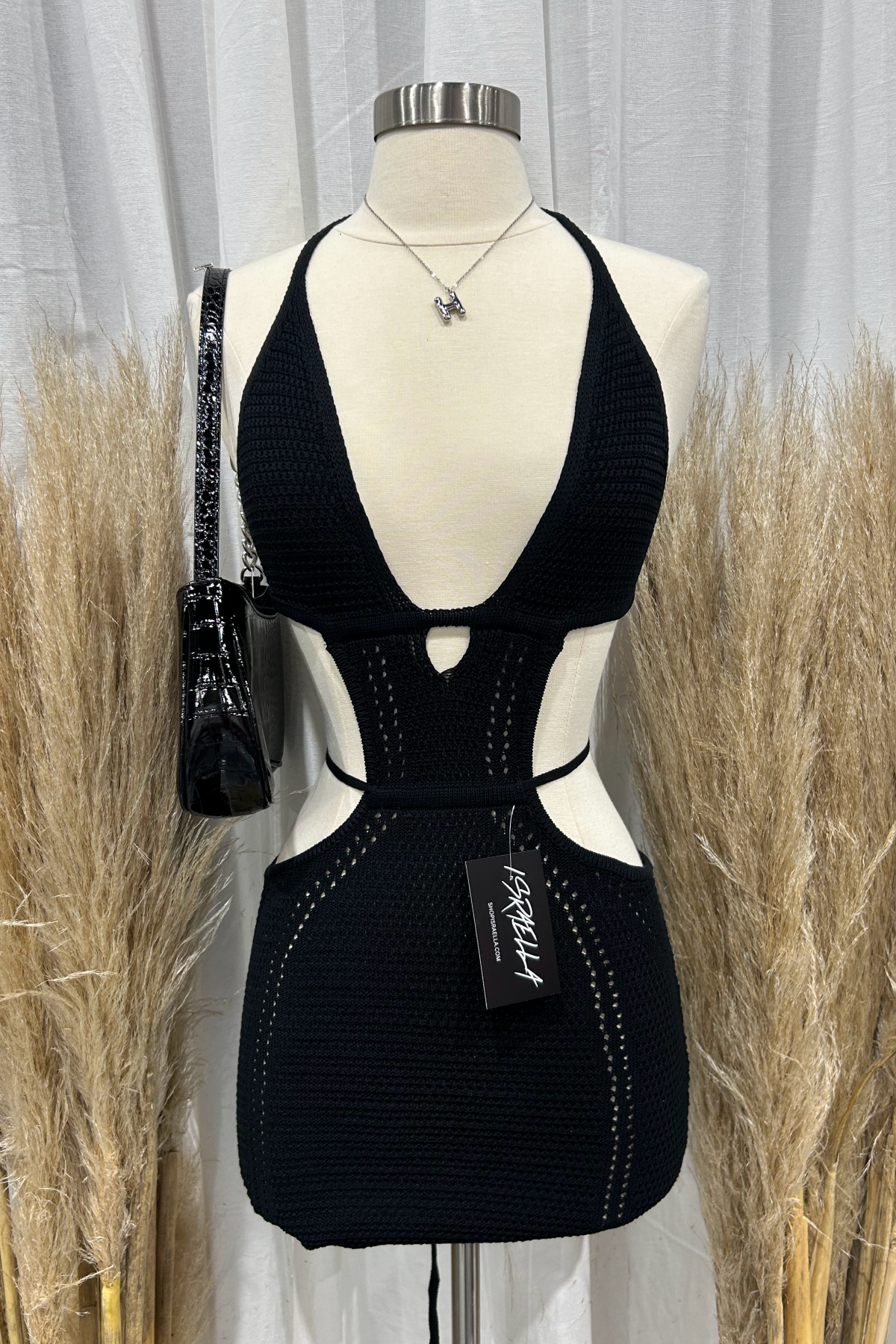 Carlita Knit Mini Dress (Black)