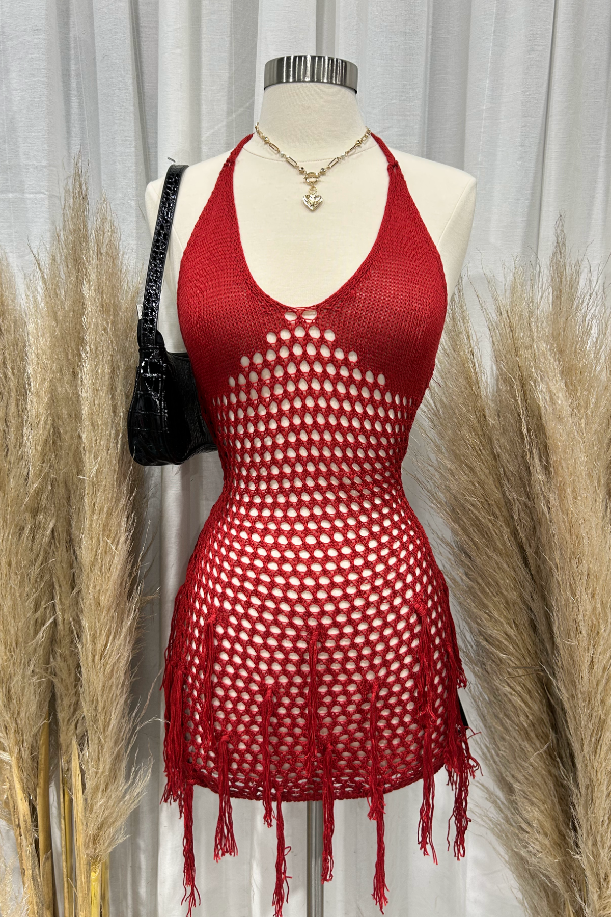 Hadley Knitted Mini Dress (Burgundy Red)