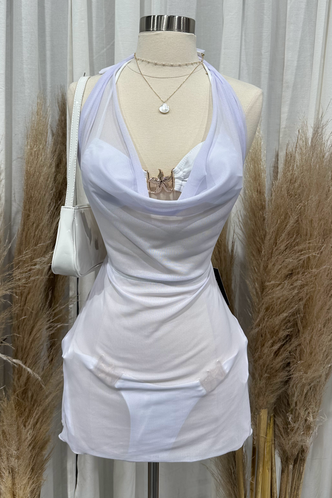 Ikaia Cover Up Mesh Dress (White)