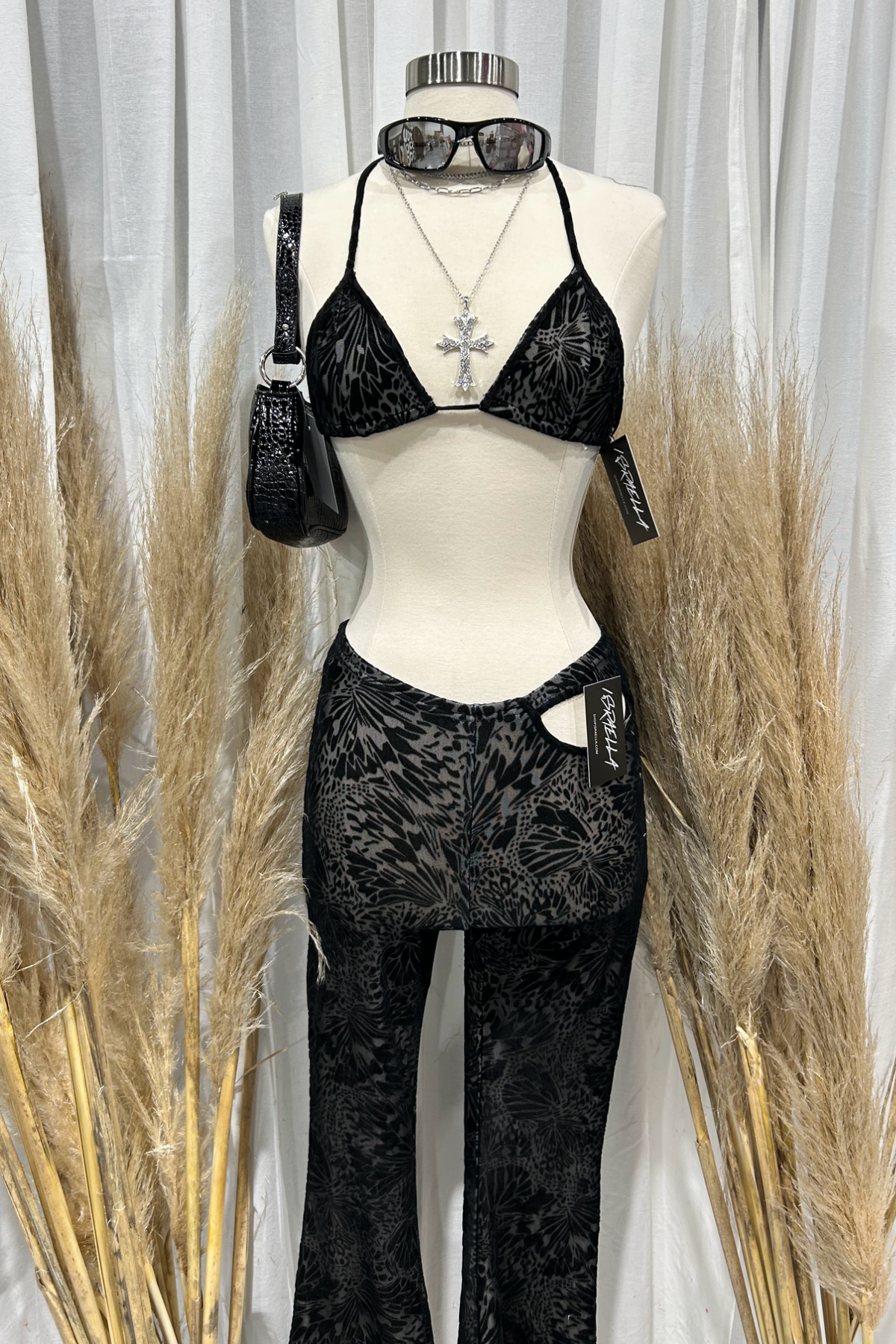 Imogen Mesh Pants Set (Black)