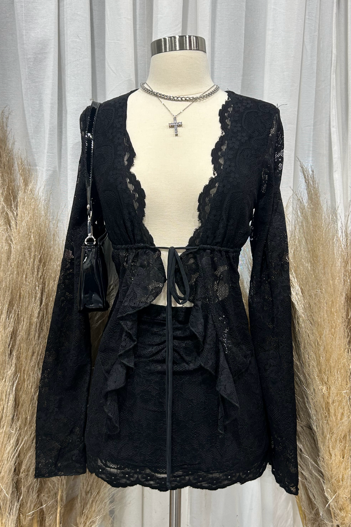 Emi Lace Skirt Set (Black)