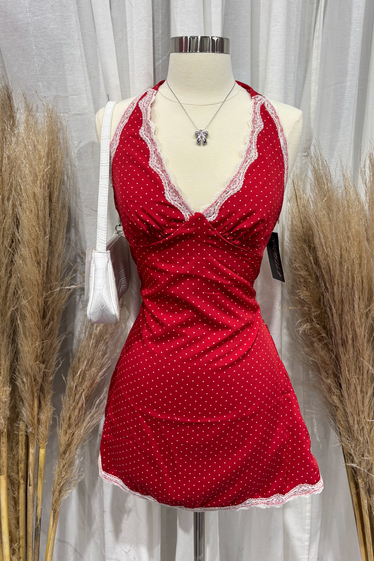 Cherrie Halter Mini Dress (Red)
