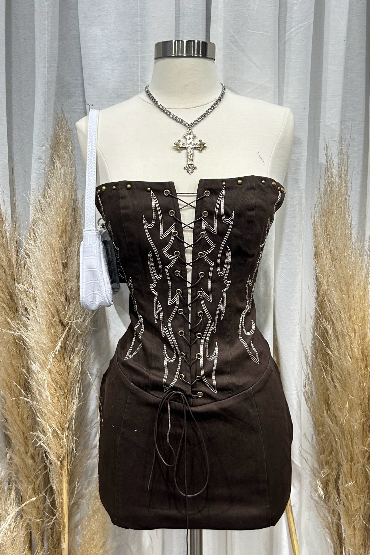 Broncette Mini Tube Dress (Brown)