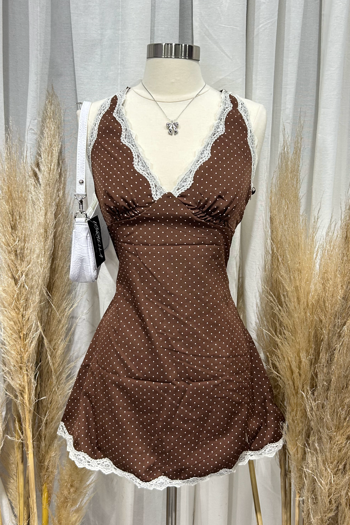 Cherrie Halter Mini Dress (Brown)