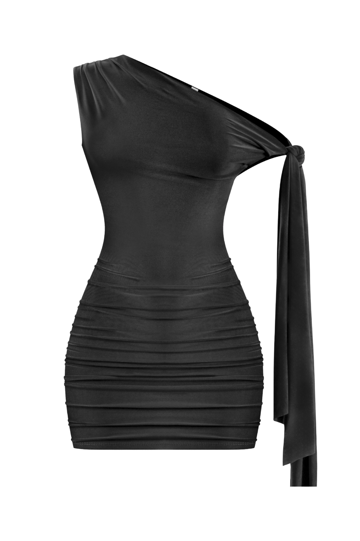 Evelyn One Shoulder Mini Dress (Black)