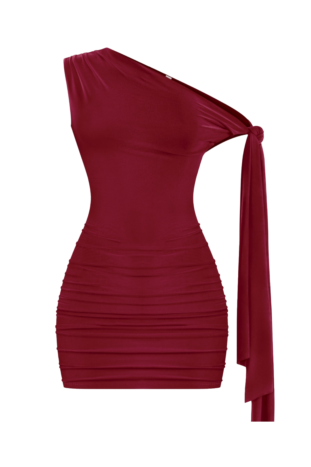 Evelyn One Shoulder Mini Dress (Burgundy Red)