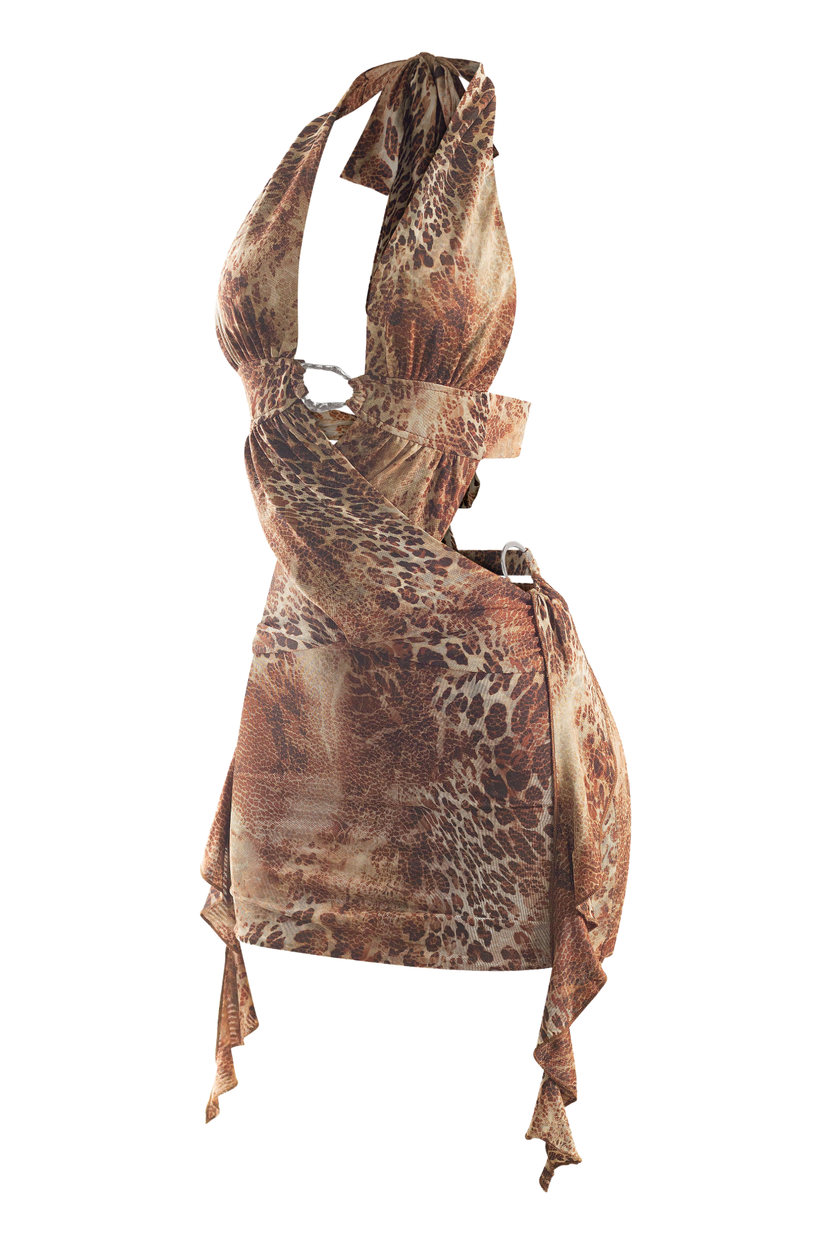 Vixen Halter Dress (Brown Multi)
