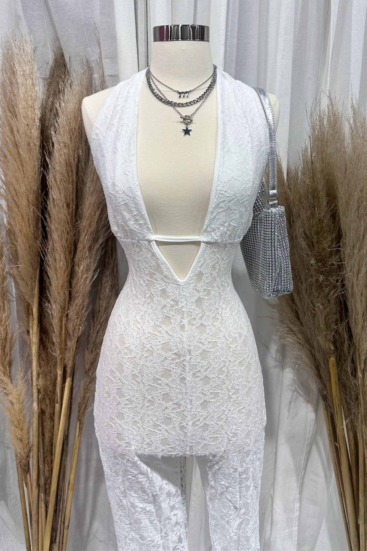 Celest Halter Jumpsuit (White)