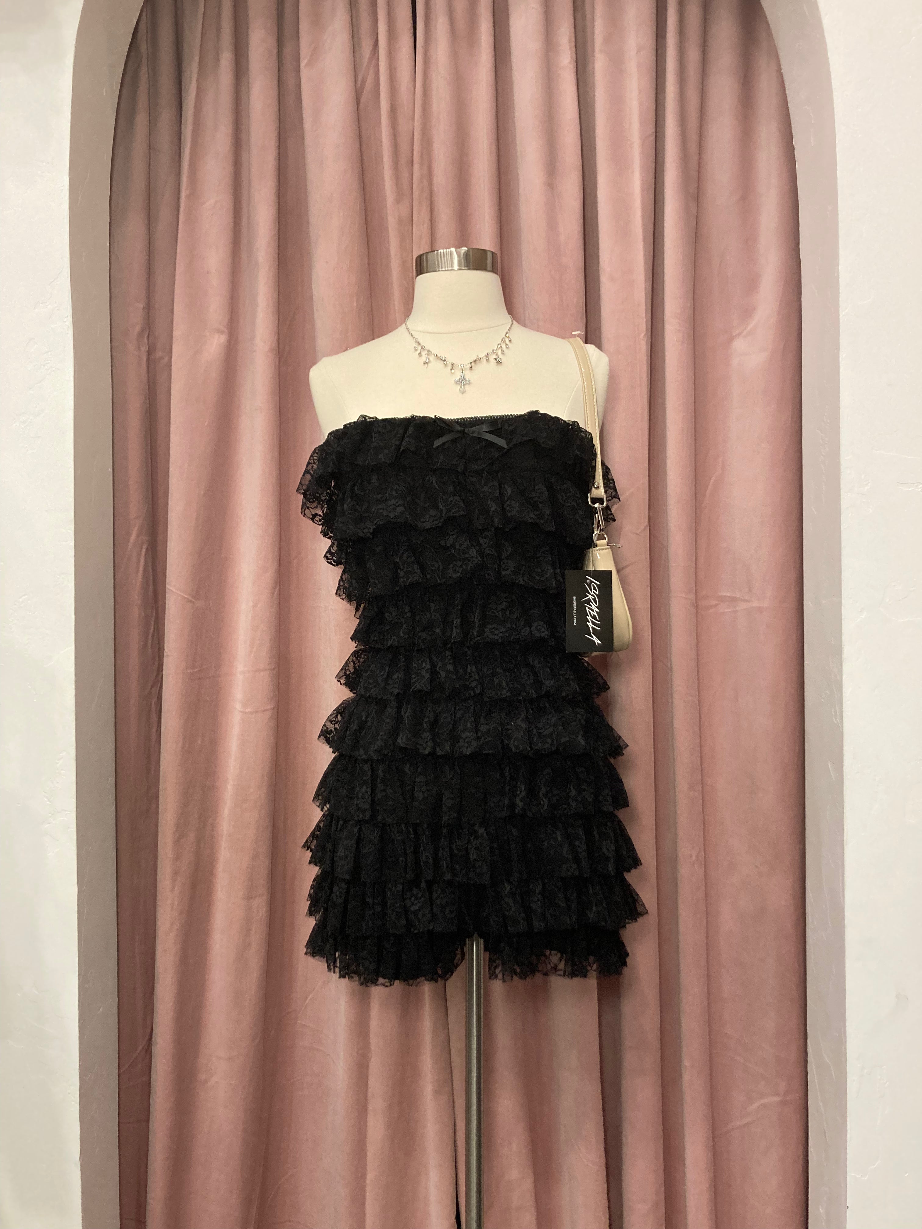 Anaya Lace Tube Romper (Black)