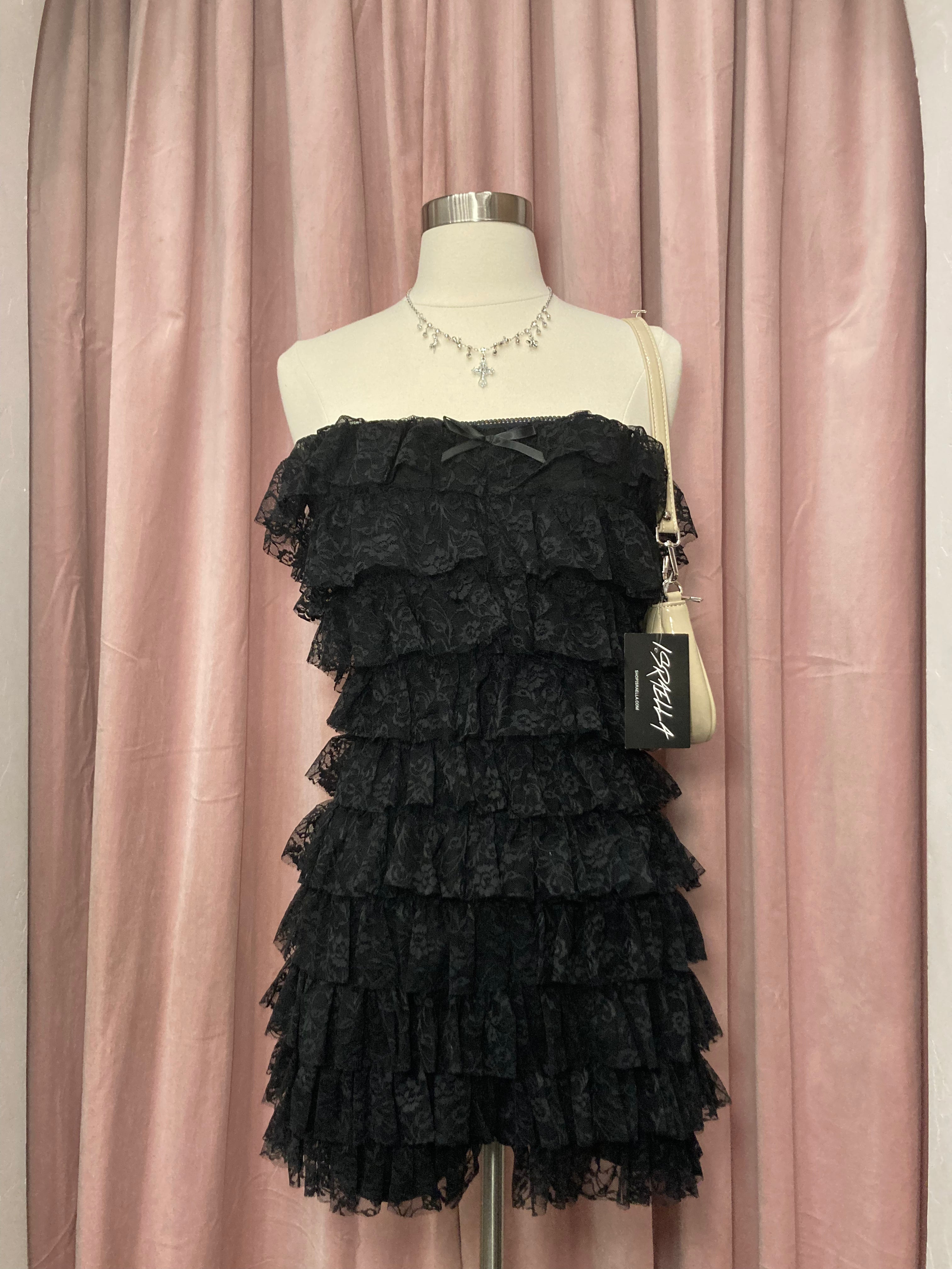 Anaya Lace Tube Romper (Black)