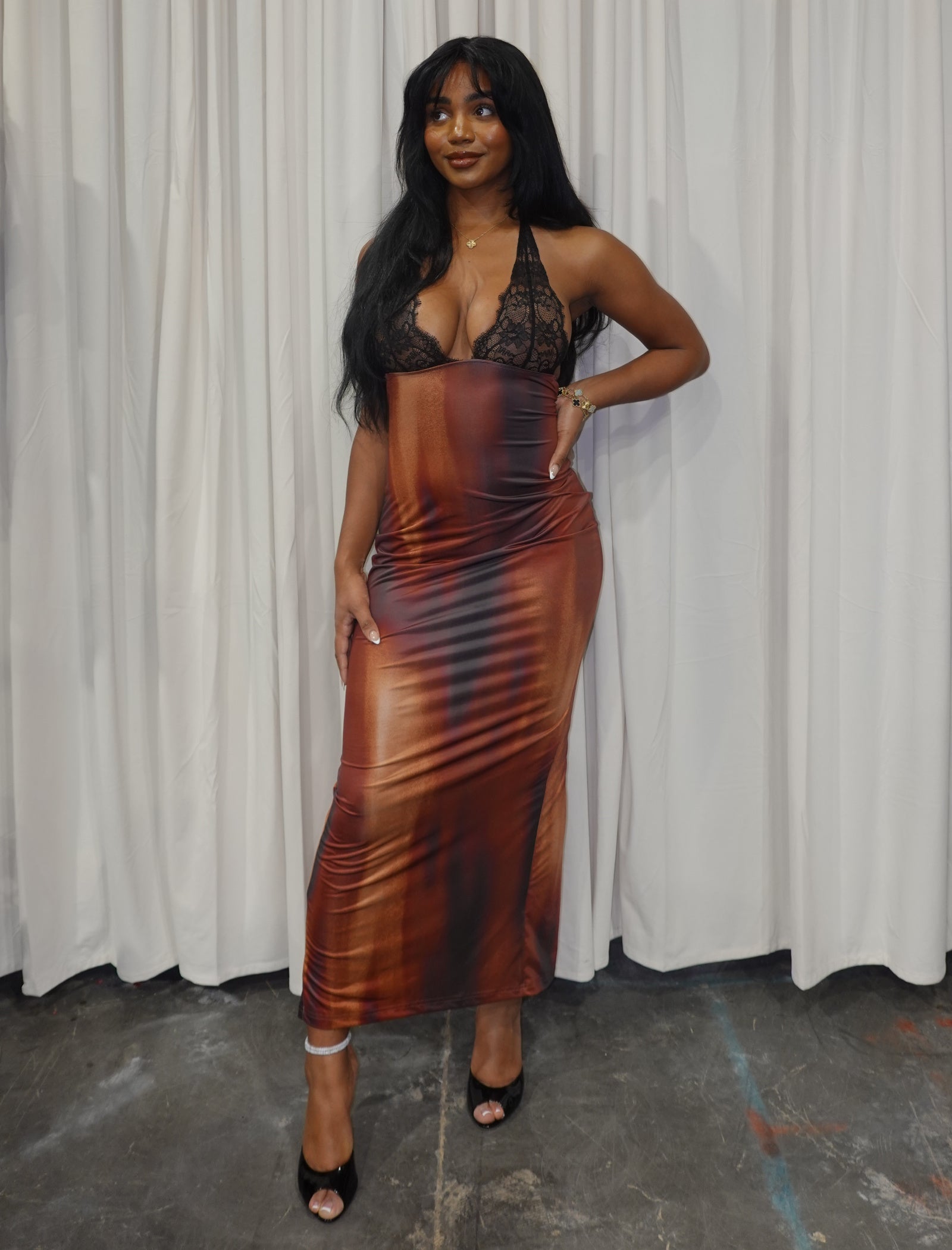 brown halter maxi dress Janiyah (Brown Multi) Red Spectator Dress Shoes The figure Web Collection: Christmas Party Size:US 7 | EU 39