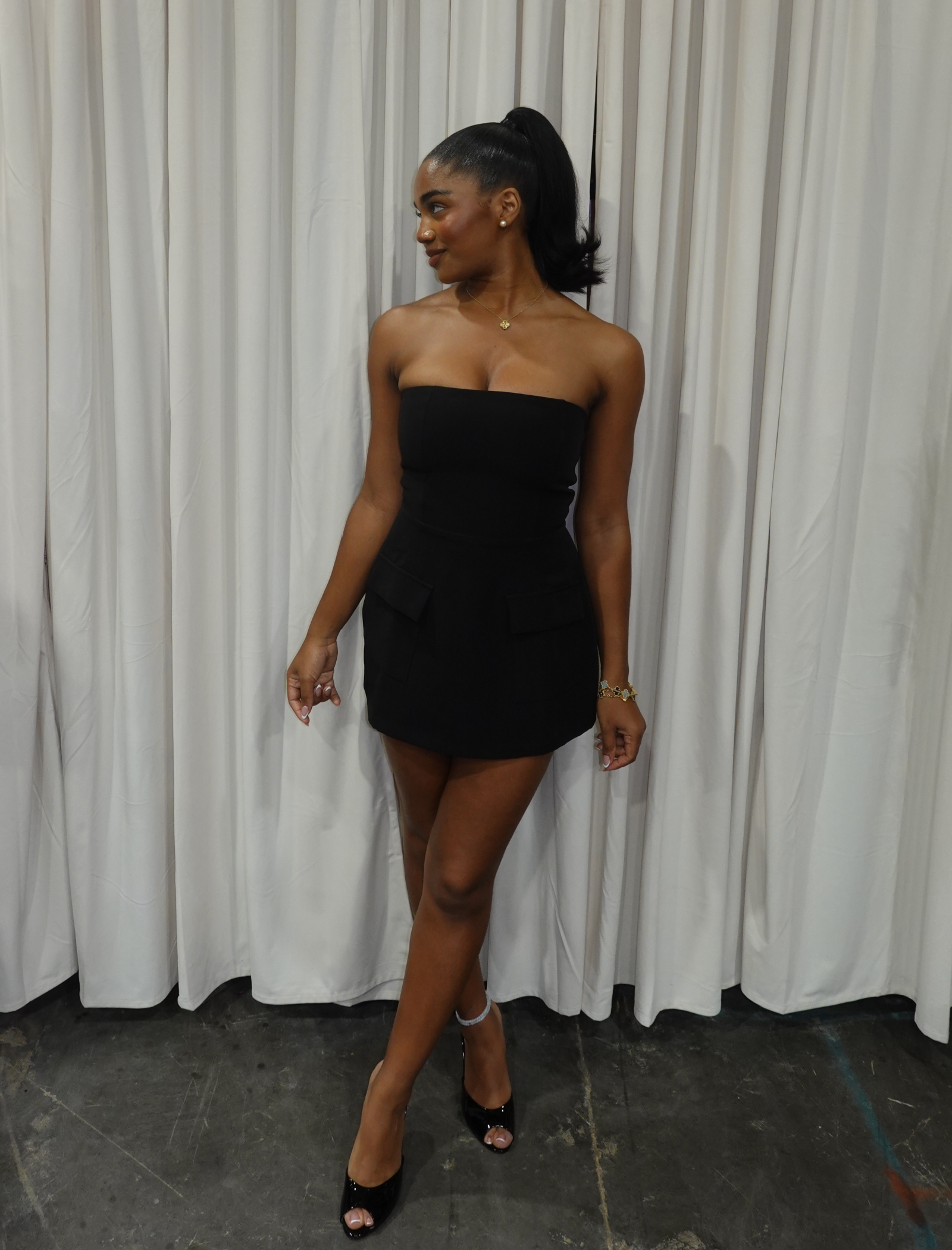 mini tube dress black Arleth (Black) Luxury Italian neoprene (87% Plus Size Camella Linen Color:Martini 7.13.26