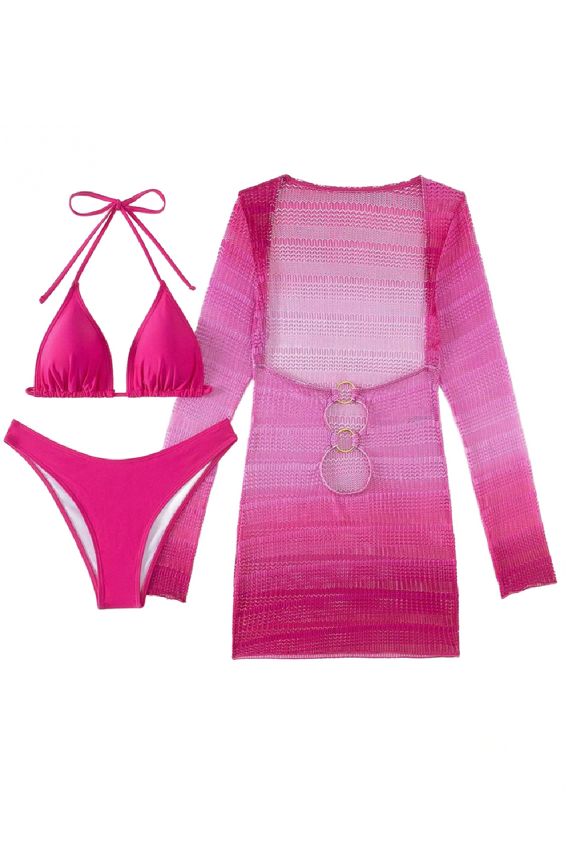 New Pink Bikini 3-Piece Set
