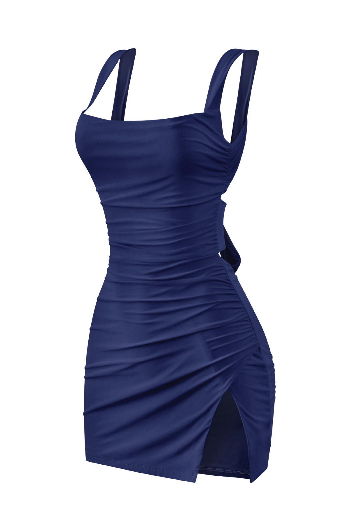 Dallas Side Slit Dress (Navy Blue)
