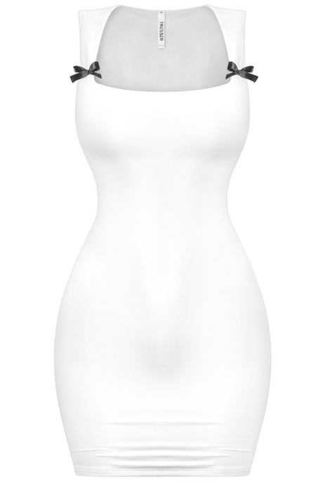 Leia Square Neck Mini Dress (White)