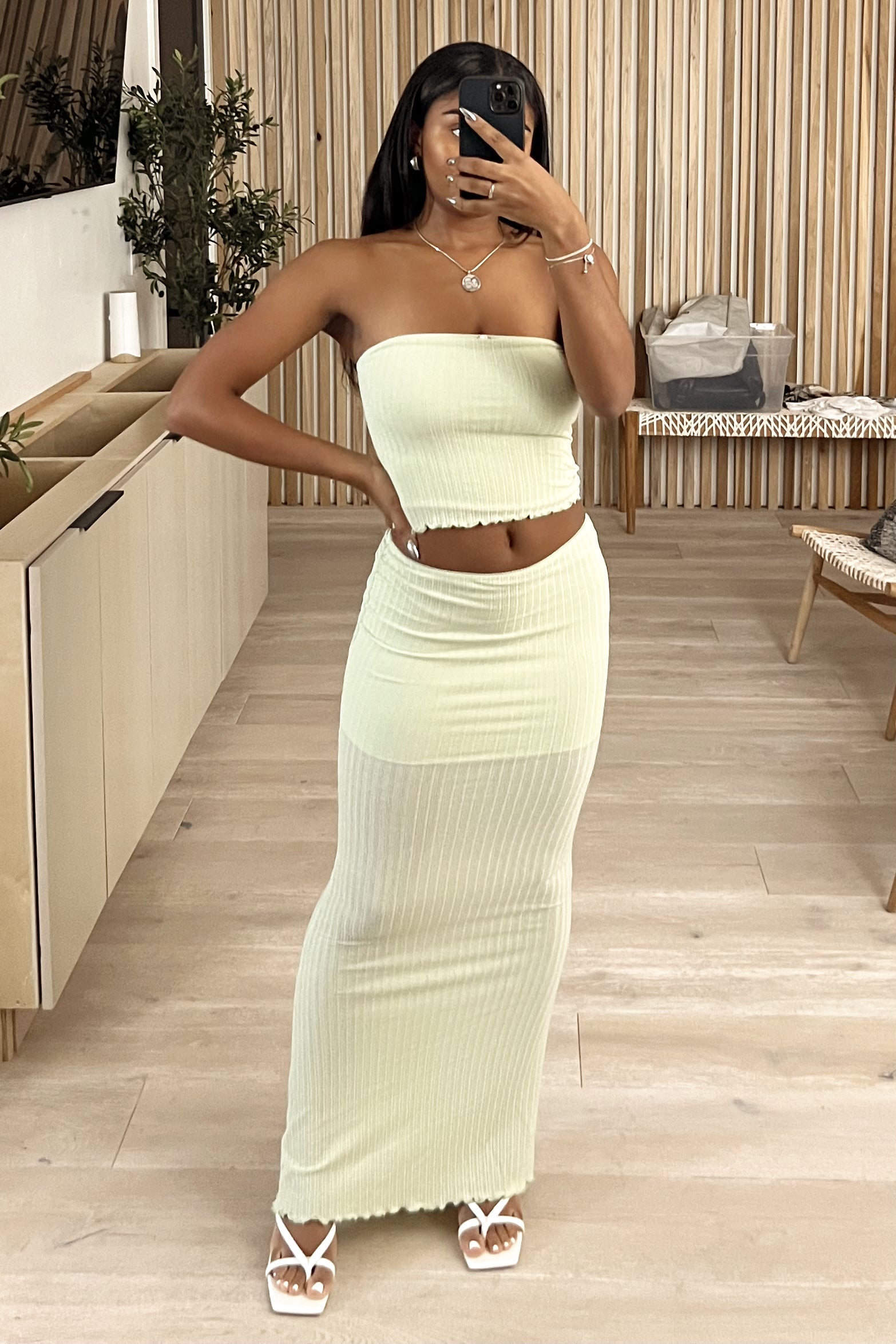 Parisa Maxi Skirt Set (Sage Green)