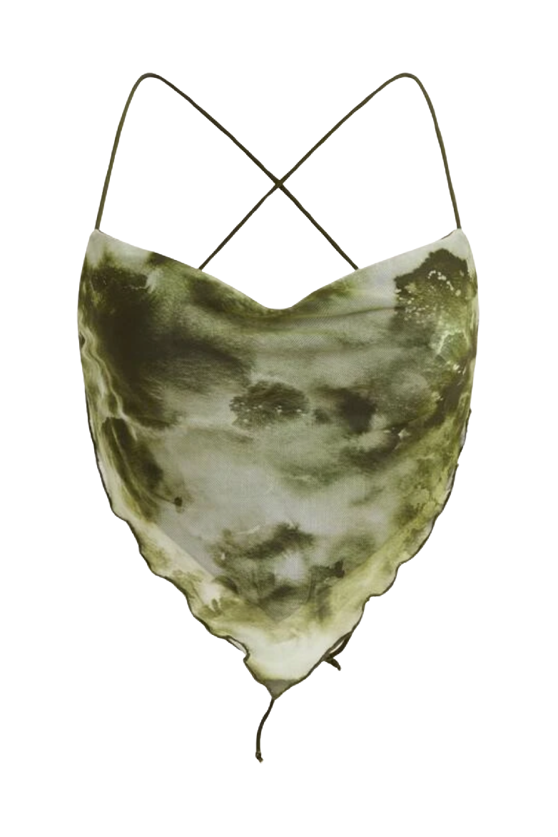 Simi Tie Back Triangle Top (Green Multi)