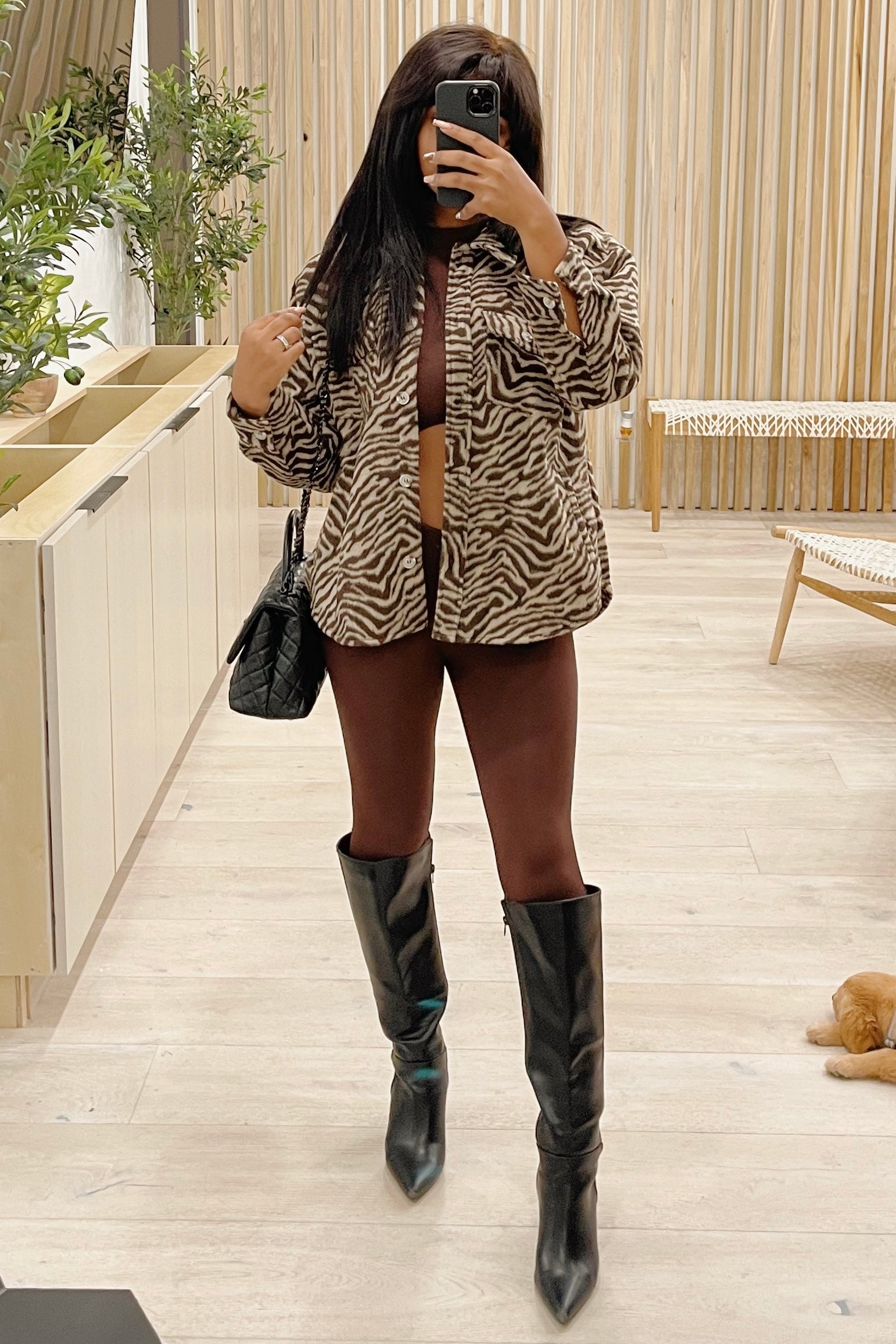 Azra Zebra Shacket (Taupe/Brown)