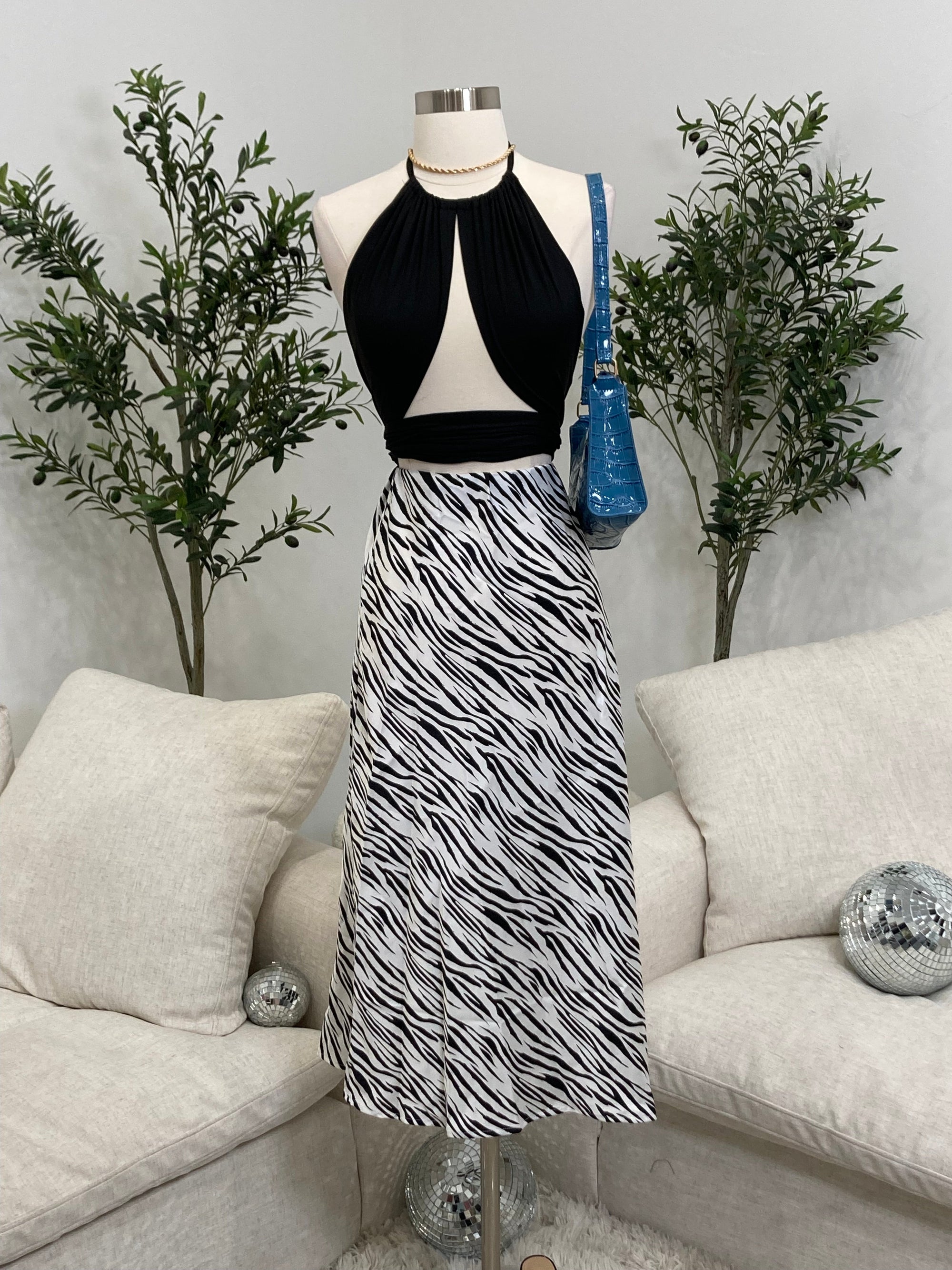 Evie Tie Crop Top (Black)