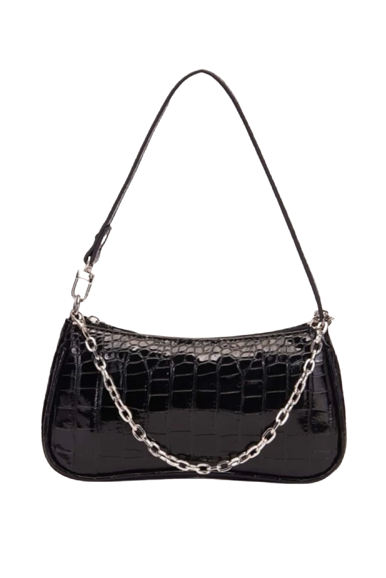 Upscale Croc Chain Bag (Black)