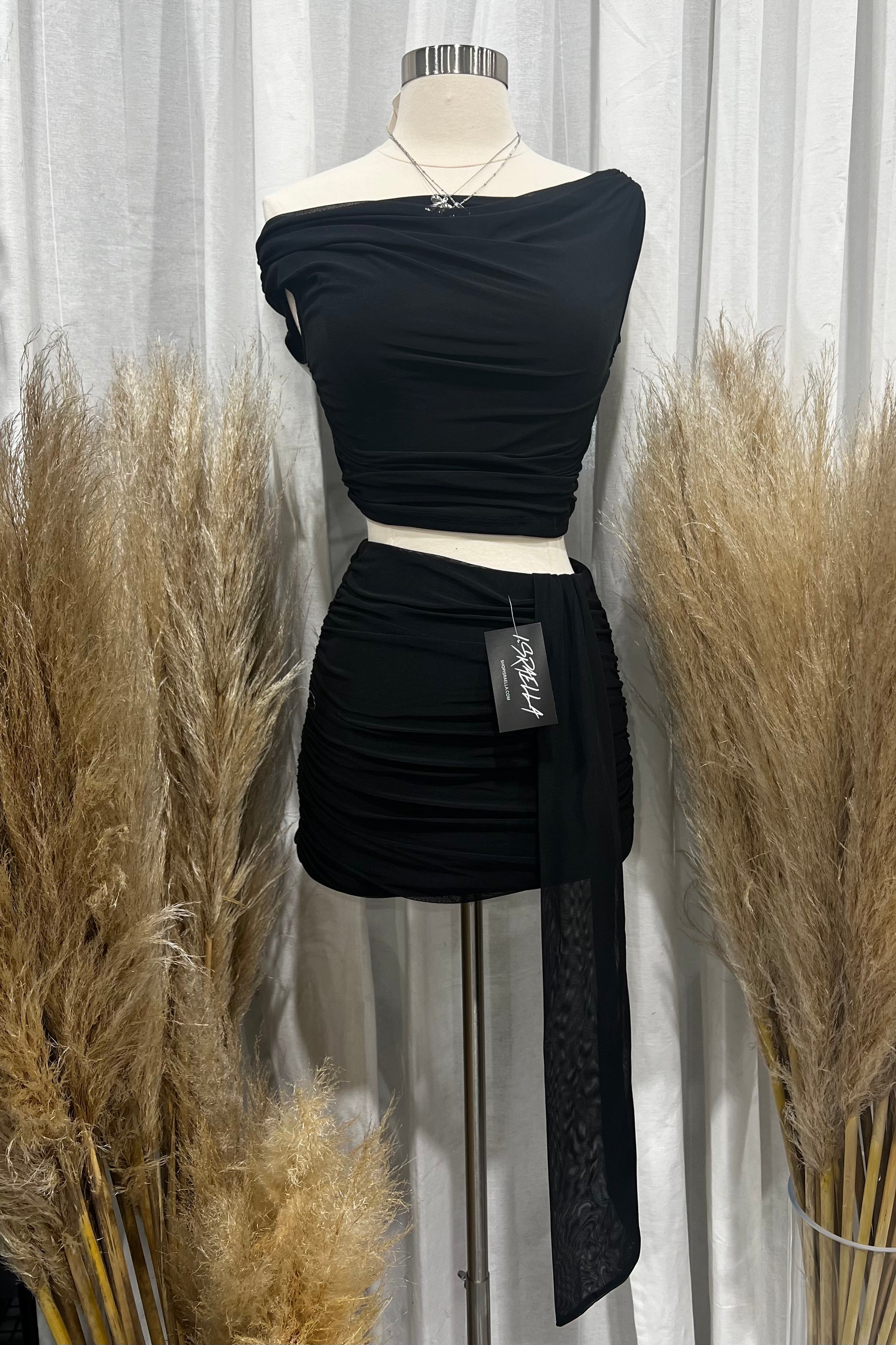Tiara Mesh Skirt Set (Black)