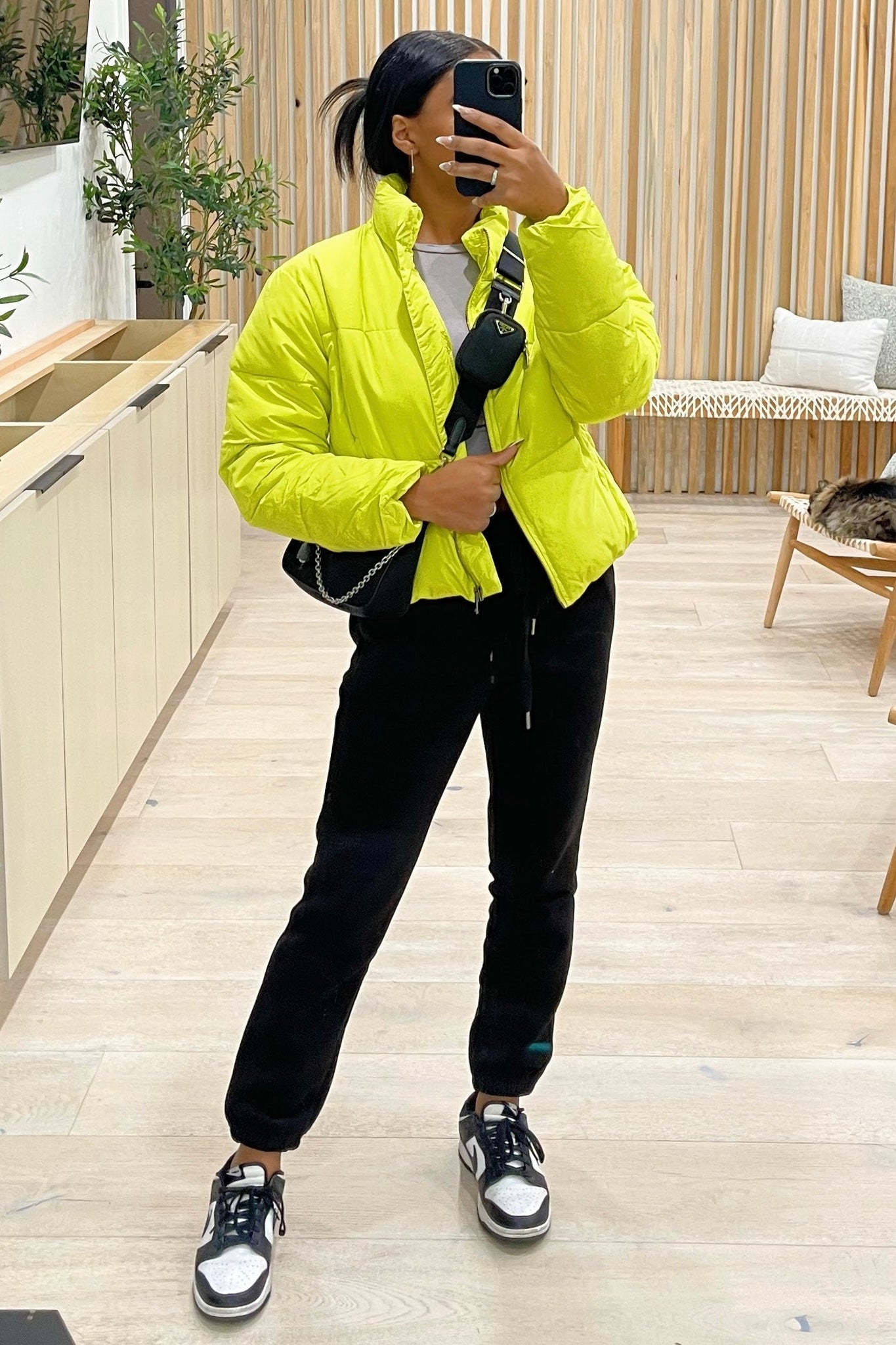 Lime puffer clearance jacket