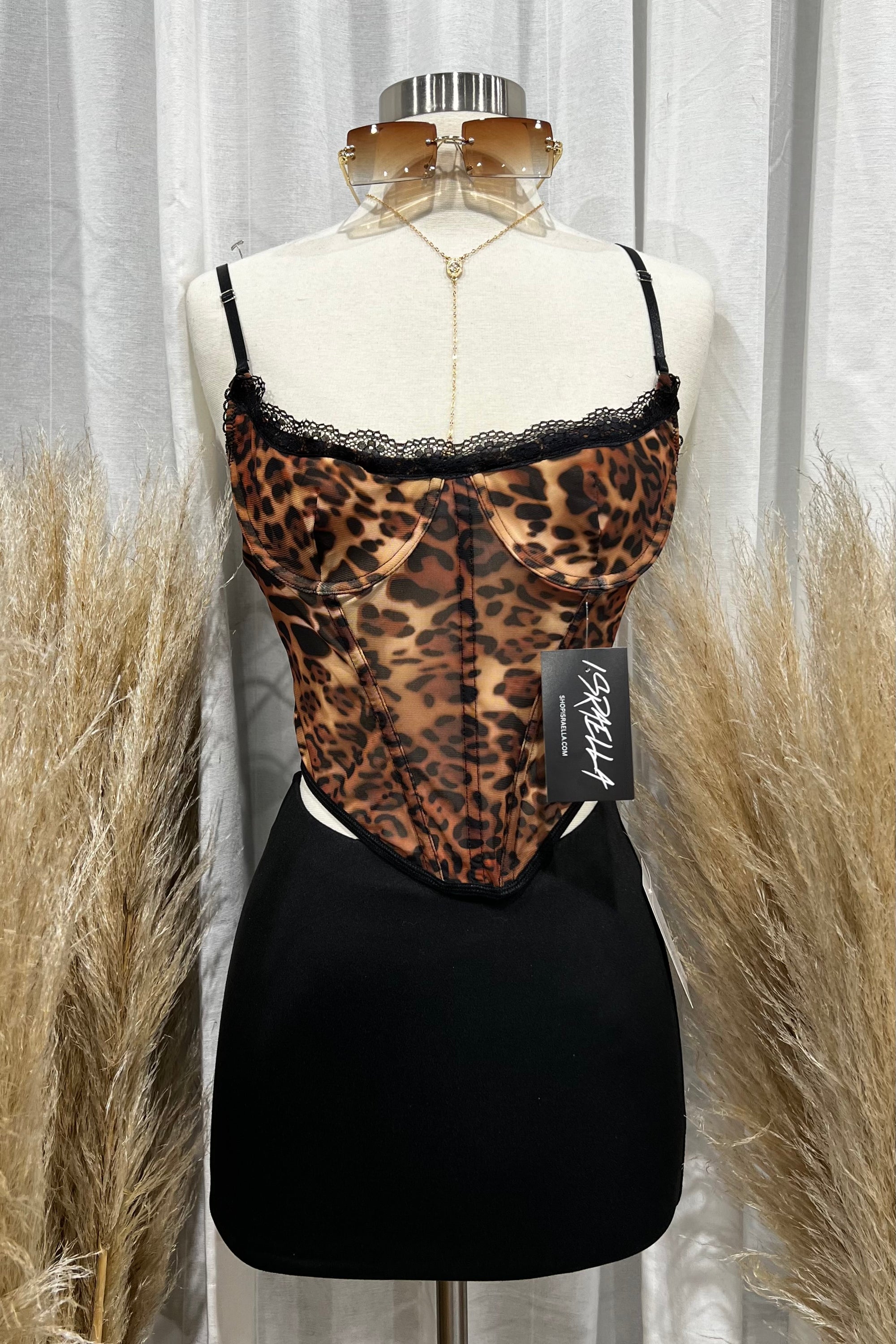 Cassandra Bustier Top (Leopard Multi)
