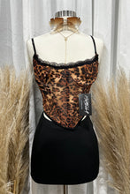 Load image into Gallery viewer, Cassandra Bustier Top (Leopard Multi)