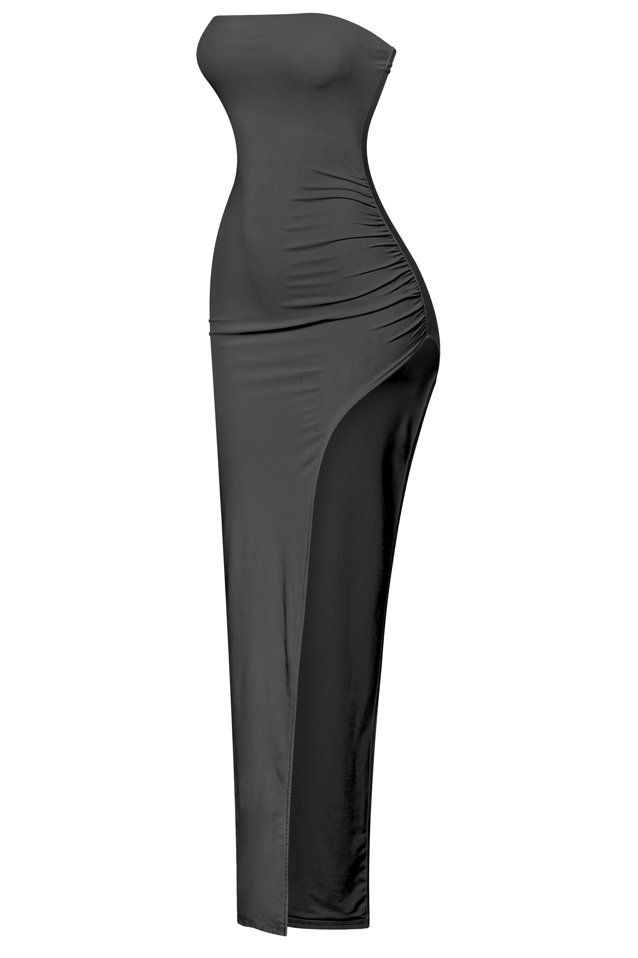 Nella High Slit Maxi Dress (Black)