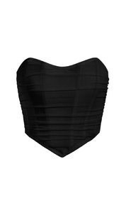 Emmy Ruched Corset Top (Black)