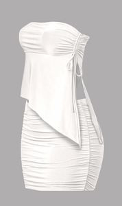 Zandria Ruched Skirt Set (Off White)