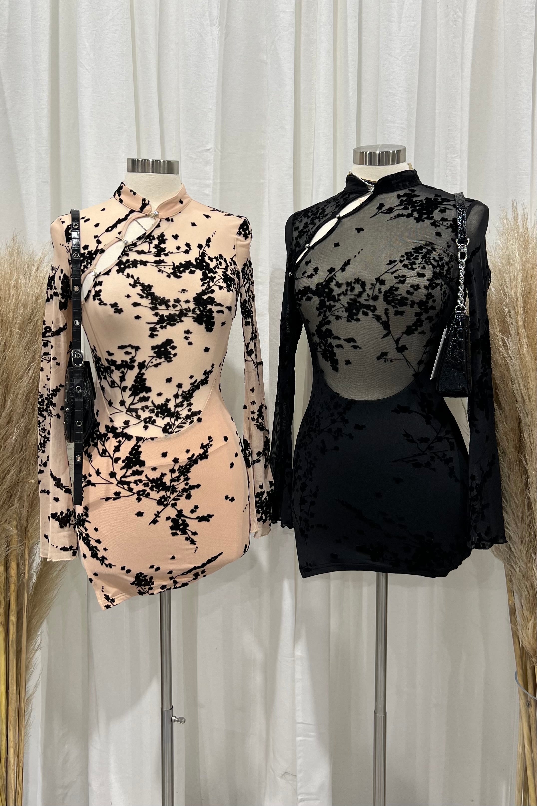 Medusa L/S Mesh Dress (Beige Brown)