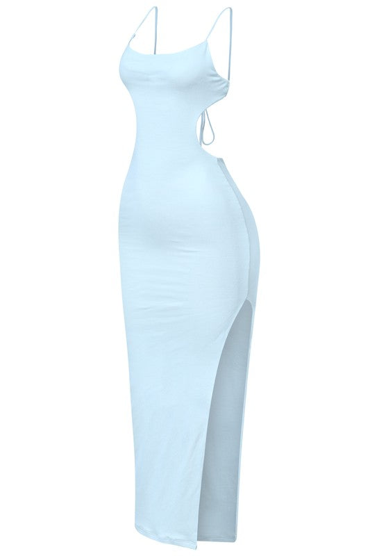 Sugar Open Back Maxi Dress (Light Blue)