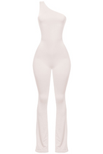 Load image into Gallery viewer, Raya One Shoulder Flare Jumpsuit (Beige White)