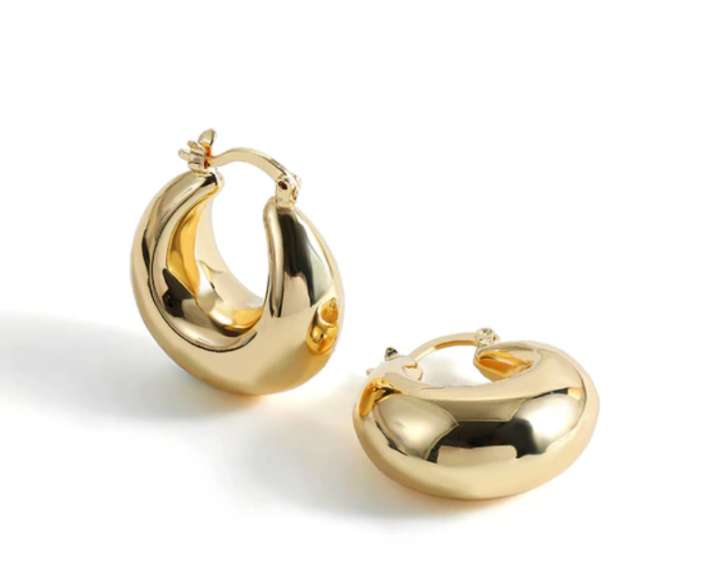 Gaia Small Chunky Hoop Earrings (Gold)