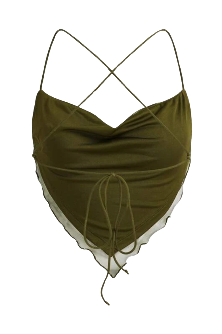 Simi Tie Back Triangle Top (Green Multi)