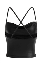 Load image into Gallery viewer, Rain Faux Leather Ruched Cami (Black)