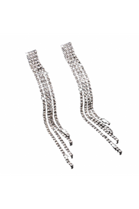 Long Rhinestone Earrings (Silver)