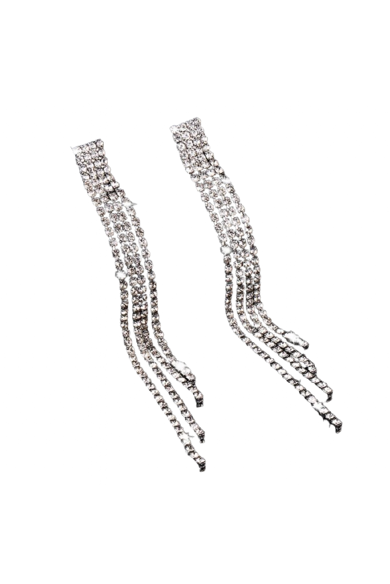 Long Rhinestone Earrings (Silver)